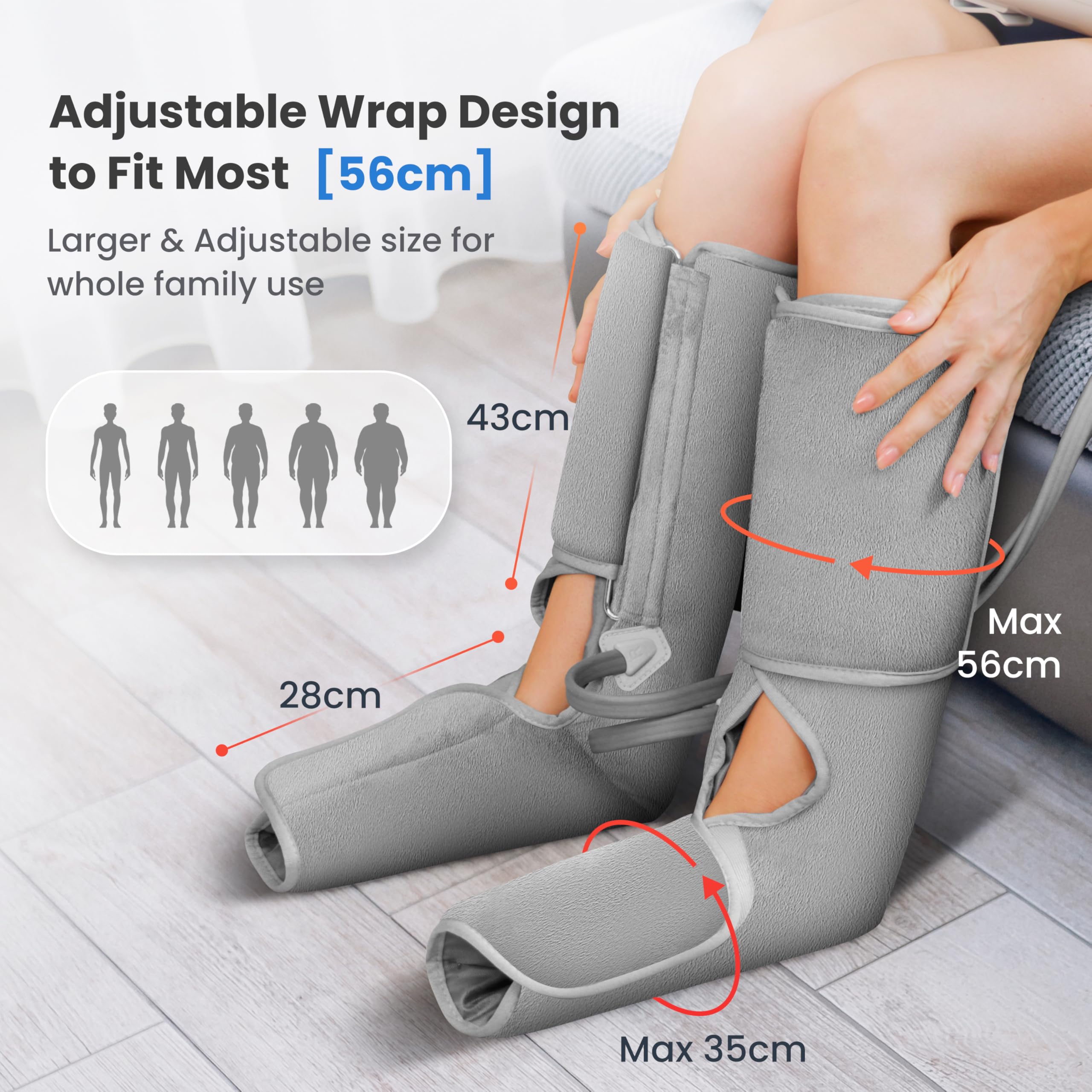 COMFIER Masajeador de Piernas con Función de Compresión y Calor, Masajeador de Pies y Pantorrillas con 3 Niveles de Intensidad y Botas de Masaje Ajustables, Regalo Mujer Hombre