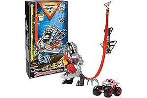 Hot Wheels ThunderROARus Drop Playset: Grave-Digger Monster Truck Race Track