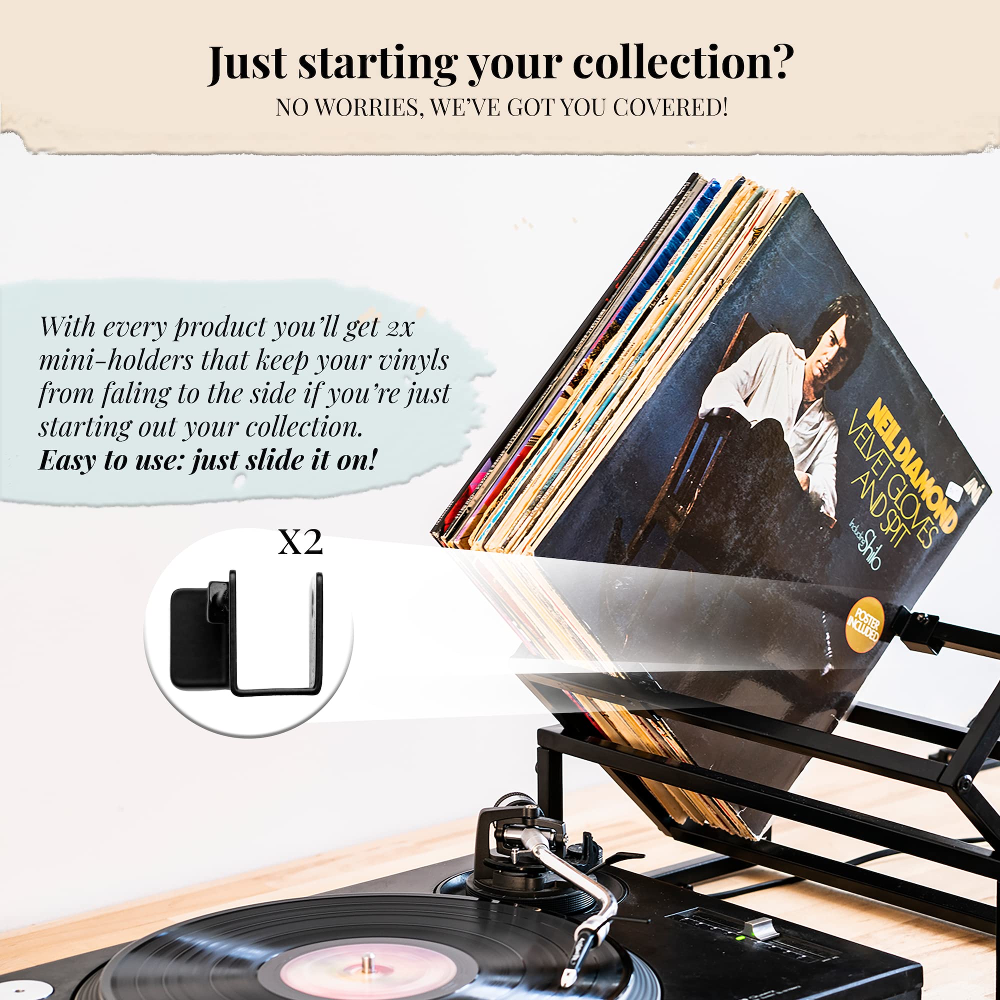 Buy Vinyl Record Storage Black Metal 100+ LP Storage Vinyl Record Holder, Record Storage