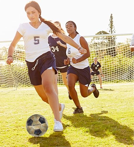 Miniatura 7 de Balones de fútbol para niños Pee Wee Pelota oficial de primera calidad con patrón hexagonal reflectante de arcoíris, duradera para entrenamiento en