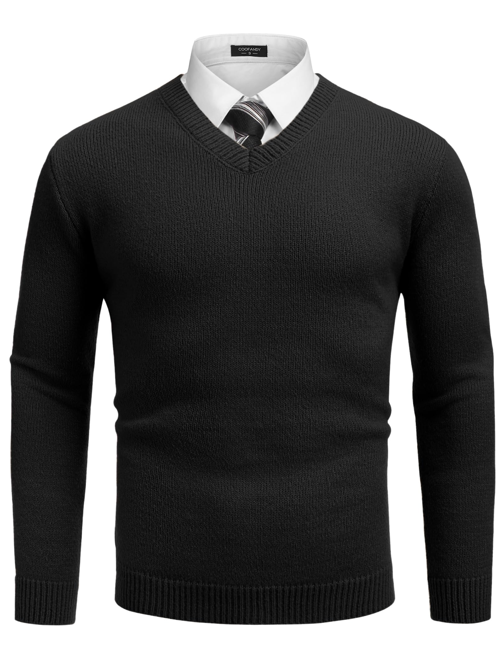 COOFANDY Pull Homme Col V Pullover d'hiver Épais Tricoté Manches Longues Sweat Homme Regular Fit