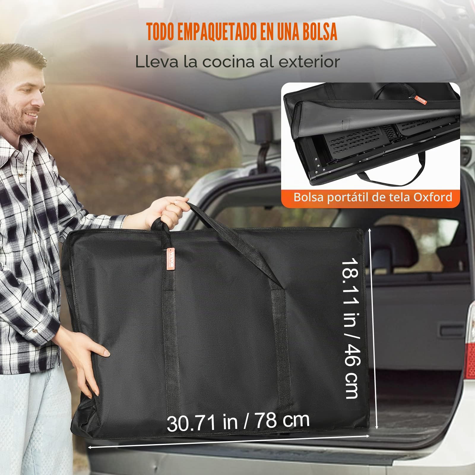 VEVOR Mesa de Cocina de Camping, Estación de Cocina Portátil Plegable con Bolsa de Transporte, Mesa de Camping de Aluminio de 126 x 46 x 81 cm para Pícnics al Aire Libre, Barbacoas, Camping