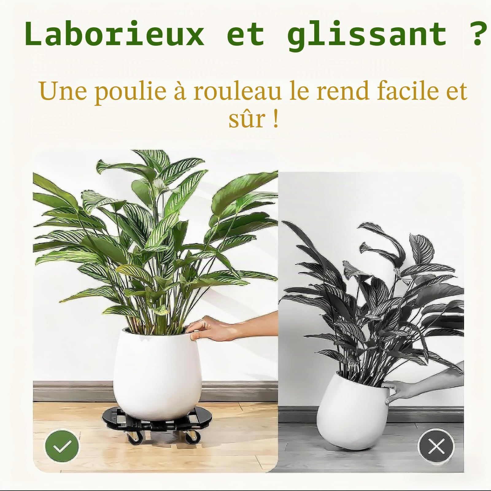 Porte Plante a Roulettes, 2 Supports de Plantes à Roulettes, avec Roulette Coulissantes Verrouillables à 360°, Capacite 120kg, Supports de Pots de Fleurs à Roulettes en Bois 30cm, pour Extérieur, Noir