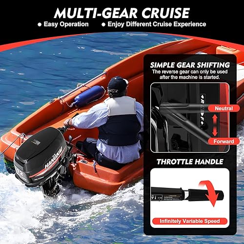 Miniatura 4 de Motor fuera de borda de eje corto, motor de 2 tiempos y 12 HP para lancha de pesca, motor de control de timbre, motor de lancha de pesca,