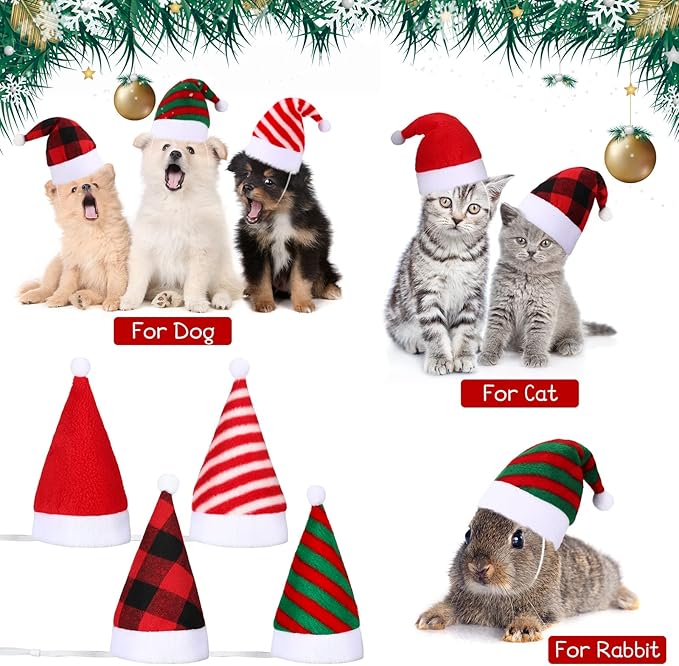 Gorros de Navidad para Perros Pequeños y Gatos - 8 Piezas miniatura 6