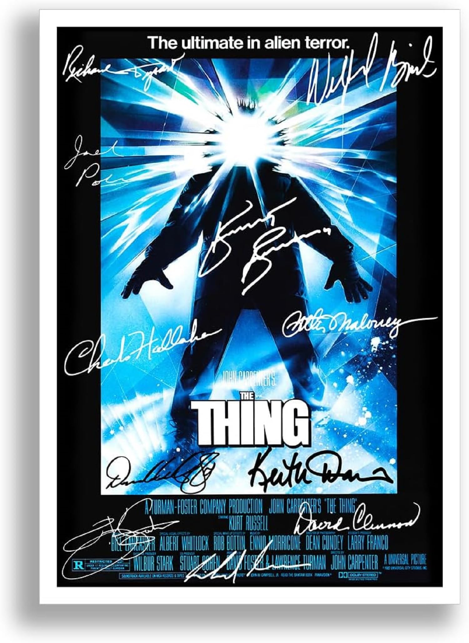 The Thing Cast Signed A4 Poster Photo Print Framed Autograph Gift Movie 1982 Film Kurt Russell (A3 Poster Only)