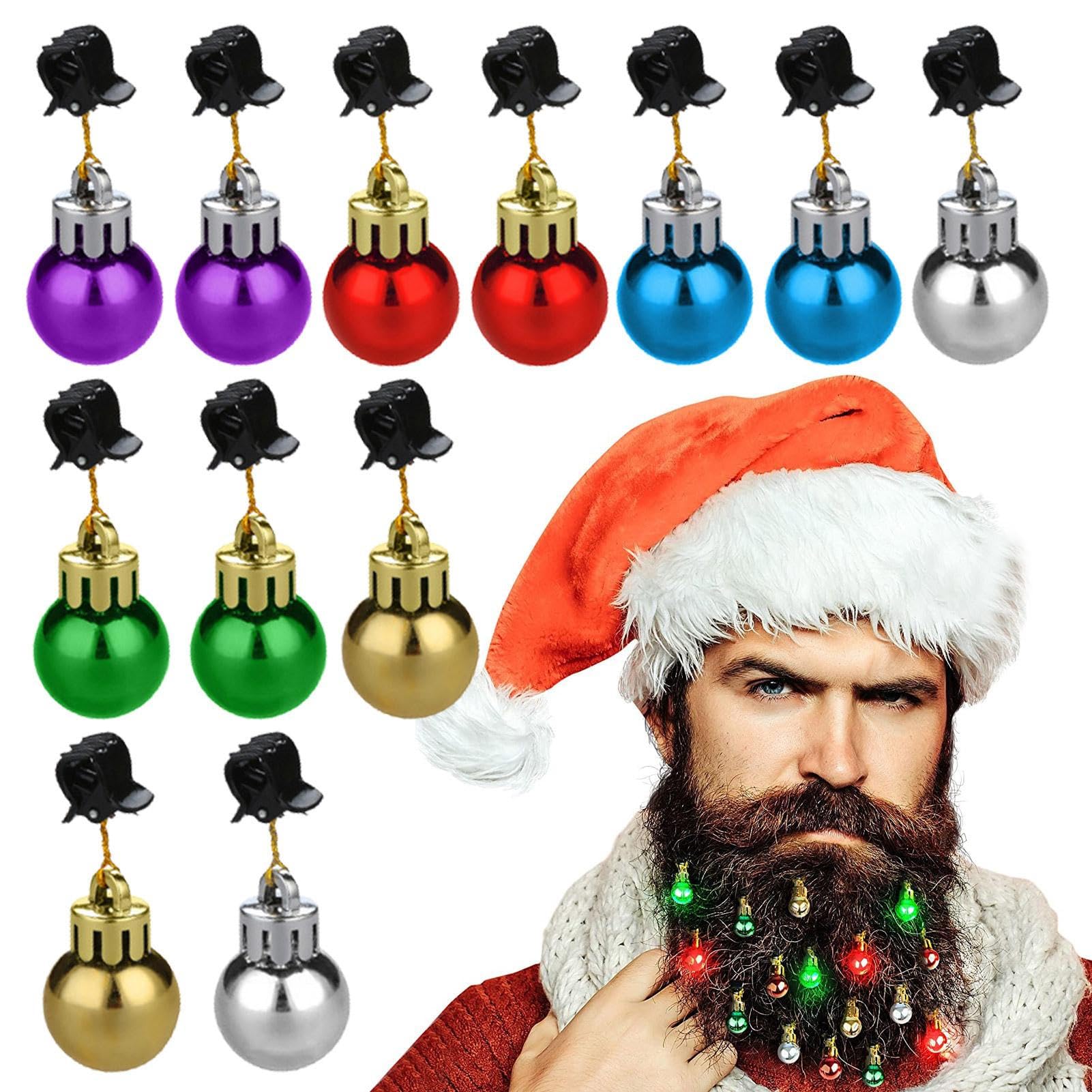 Nupaque Men's Multicoloured 12 Beard Lights | Hair Baubles Clips | Colorful Beard Lights Ornats | Facial Ornat For Husband Holiday Decoration