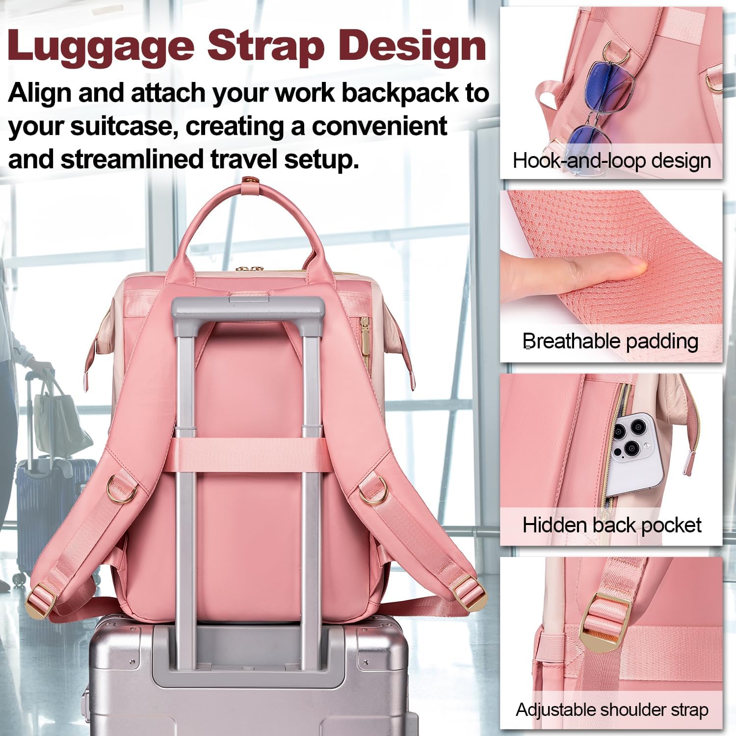 Lunch Backpack for Women, 15.6 inch Laptop Backpacks for Womens, Work Backpacks with Lunchbox,Insulated Back pack Cooler,Teacher Nurse Travel Backpack for Women - Image 6