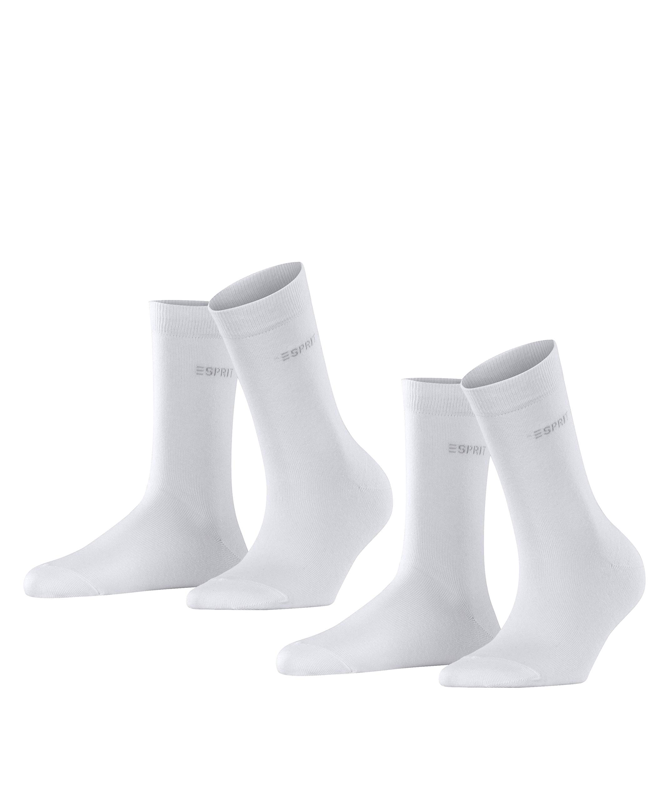 ESPRIT Women's Uni Multipack W So Cotton Plain 2 Pairs Socks, White 2000, 2.5-5