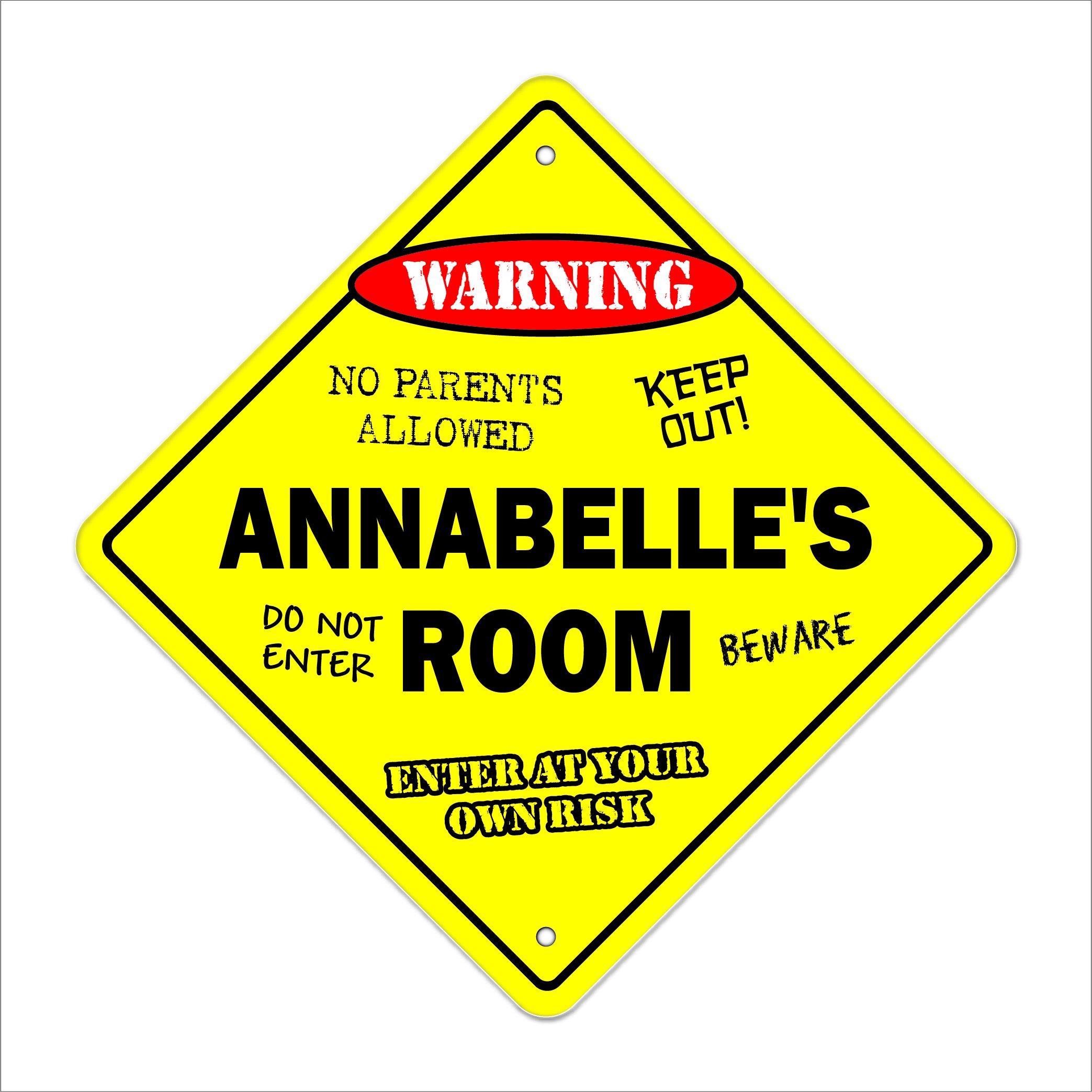 Annabelle's Room Sign Crossing Zone Xing | Indoor/Outdoor | 12" Tall Kids Bedroom Decor Door Children's Name boy Girl