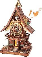 ROKR 3D Wooden Cuckoo Clock Puzzle Kit for Adults - Functional Mechanical DIY Clock with LED Lights, Home Decor & Gifts 14+