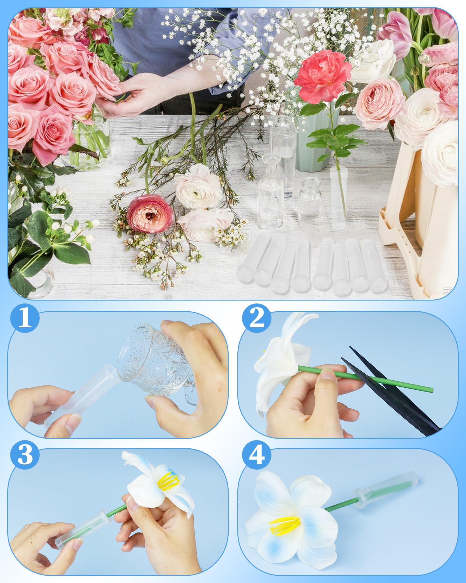 Floral Water Tubes - 50 Pack for Flowers -3