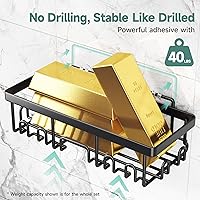 Vista 3 de Veken Paquete de 5 estantes de ducha resistentes al óxido e impermeables, estantes de ducha esquineros adhesivos sin perforaciones, estante