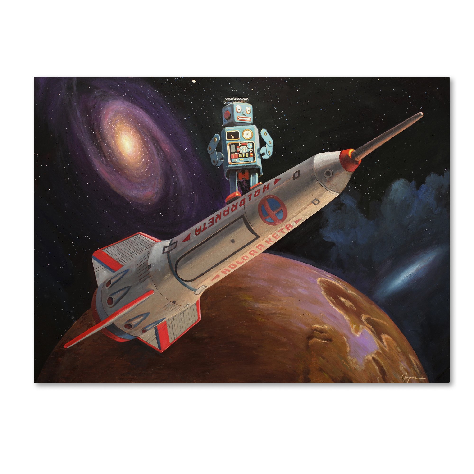 Rocket Surfer by Eric Joyner Wall Decor, 24 by 32" Canvas Wall Art