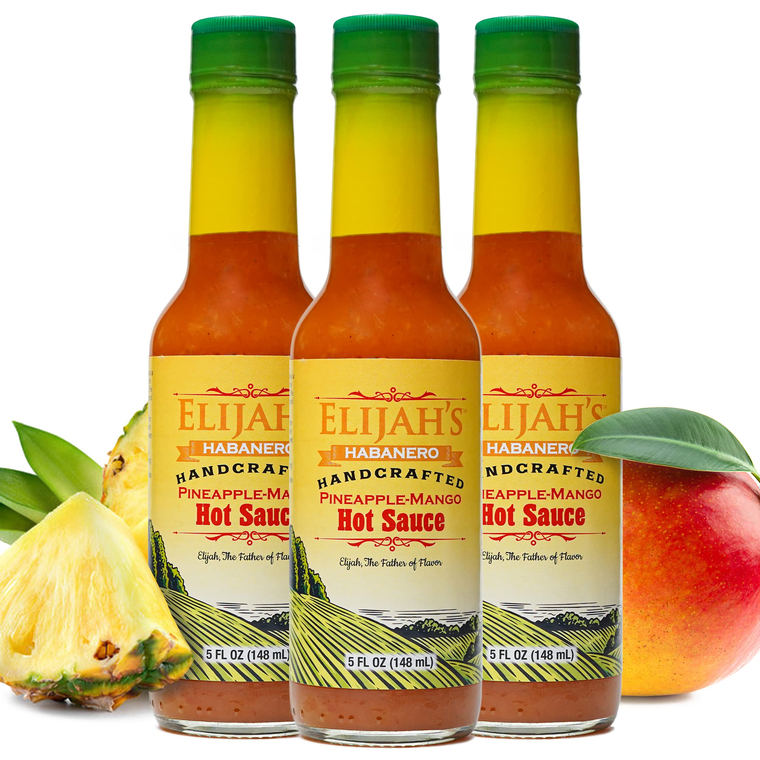 Elijah's XtremePineapple-Mango Habanero Hot Sauce 3 Pack, Made with Fresh Fruit for Vibrant Flavor and Roasted Yellow Habanero Peppers for Heat