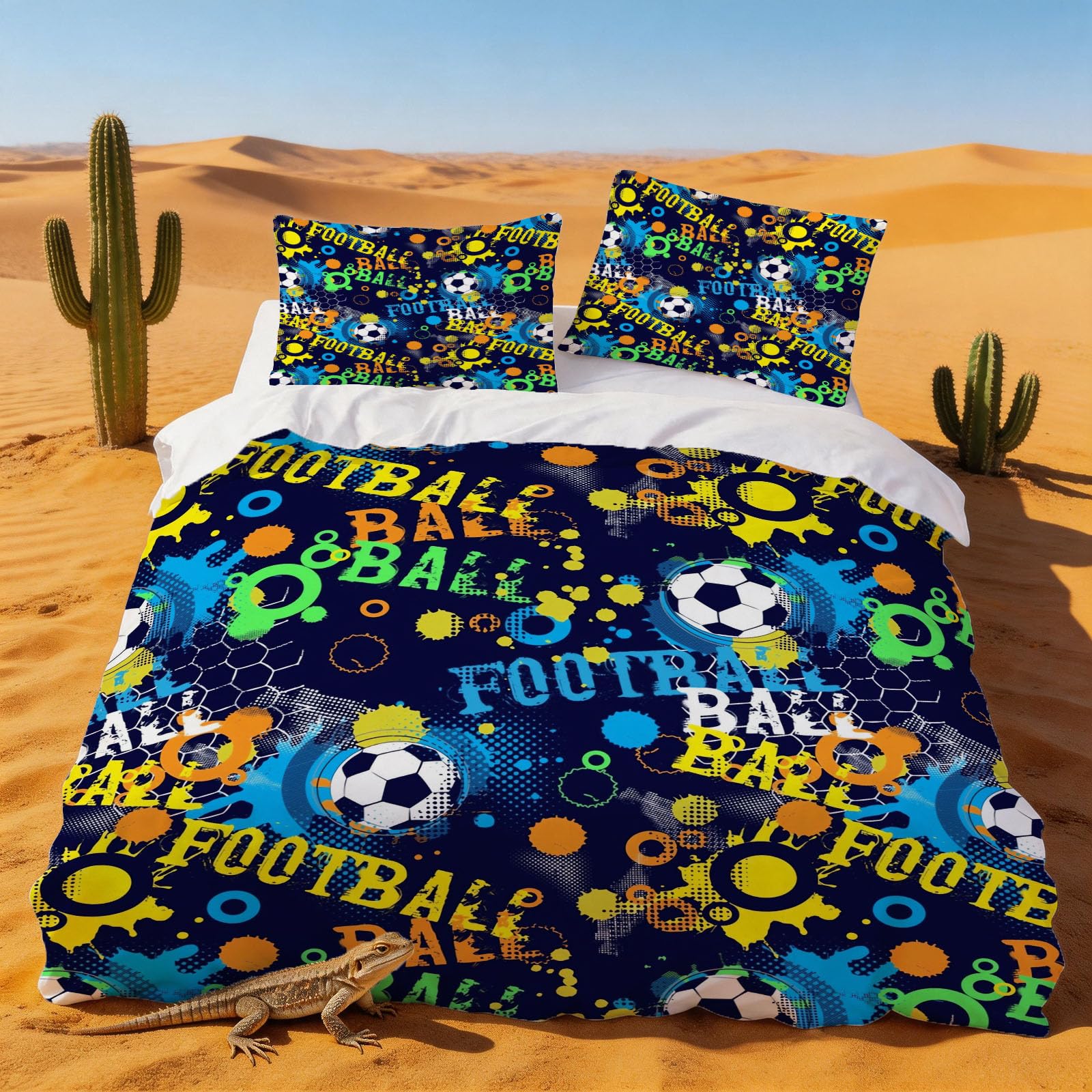 Housse de couette 220x240 football et parure de lit 220x240 adulte microfibre