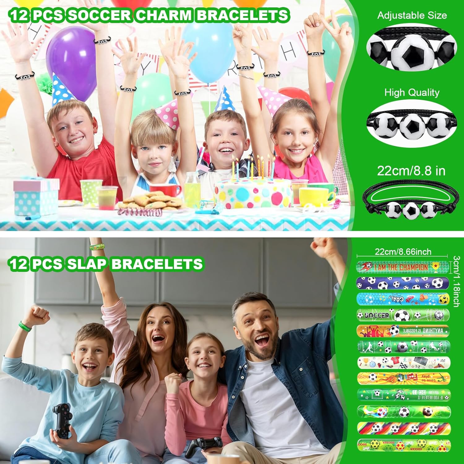 110 Pcs Soccer Party Favors Drawstring Bags Soccer Goodie Bag with Mini Ball, Bracelets, Keychains, Stickers for Soccer Themed Party Supplies - Image 6