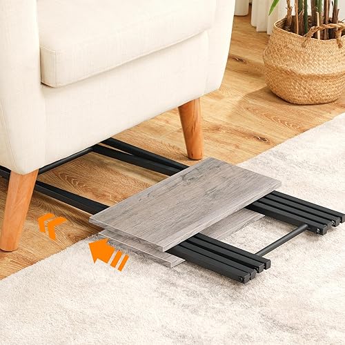 Miniatura 44 de HOOBRO Mesa plegable para TV, bandeja de TV de madera, mesa auxiliar portátil para sofá, mesa auxiliar industrial para aperitivos para espacios café