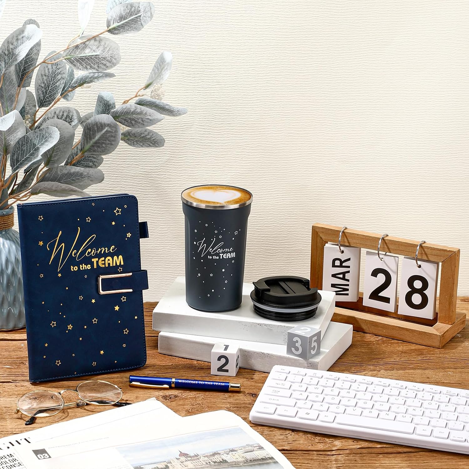 3 Pcs Welcome to the Team Gift Set Tumbler Notebook Pen, Blue image 5
