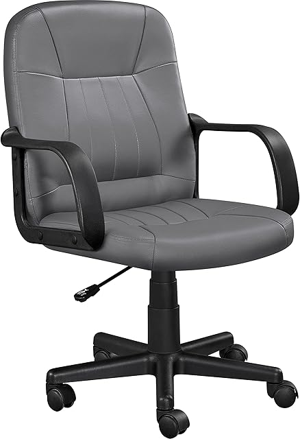 Yaheetech Executive Home Office Chair Adjustable Computer Desk Chair Ergonomic Swivel Work Chair on Wheels for Study or Conference Grey