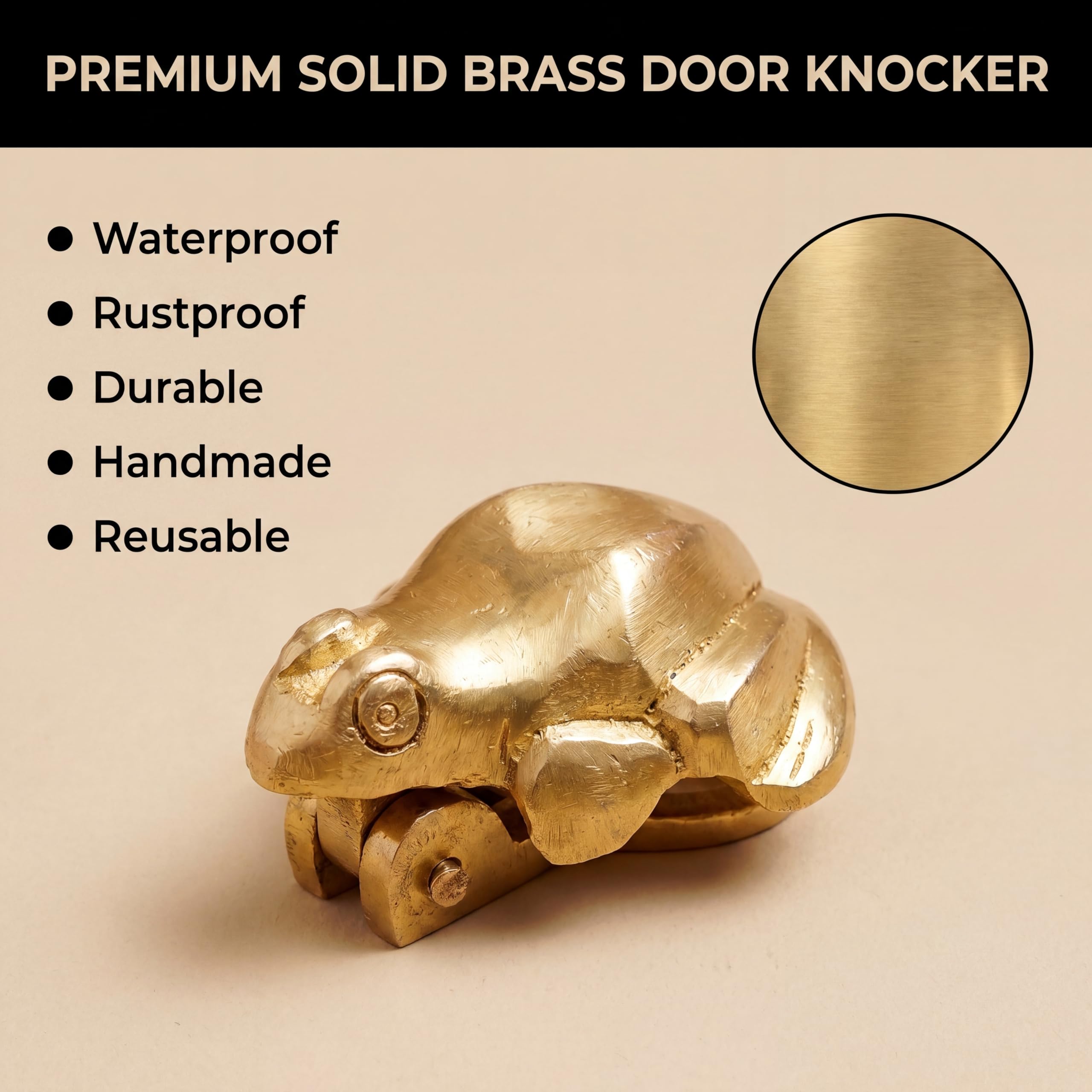 Indian-Shelf Solid Brass Frog Door Knocker Antique Front Door Hardware 3