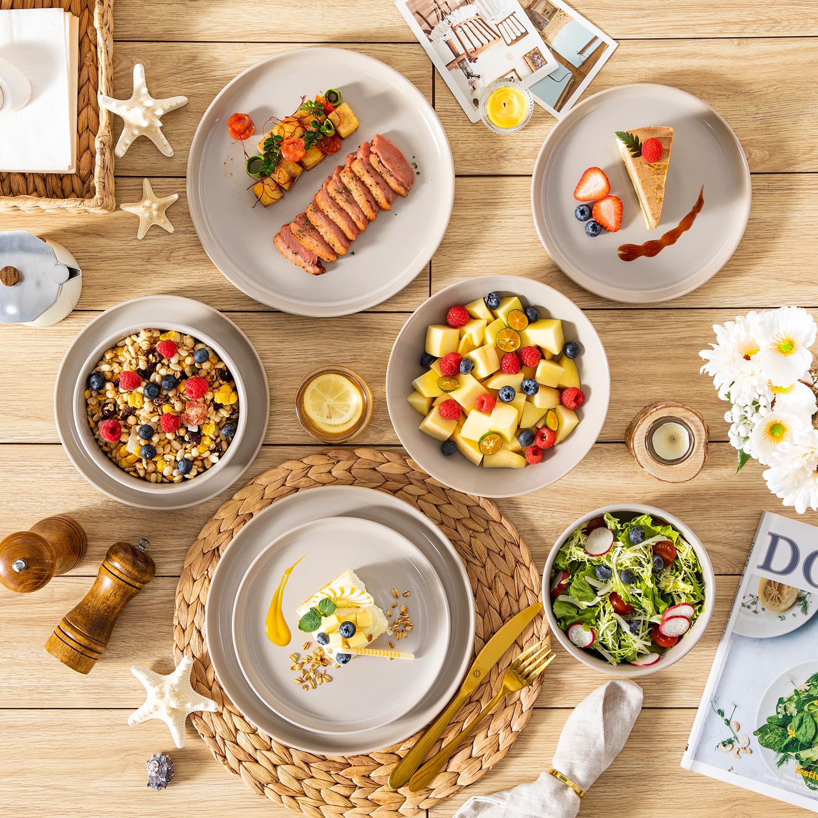 vancasso Playa Keramische dinerborden voor 6 personen, elegante