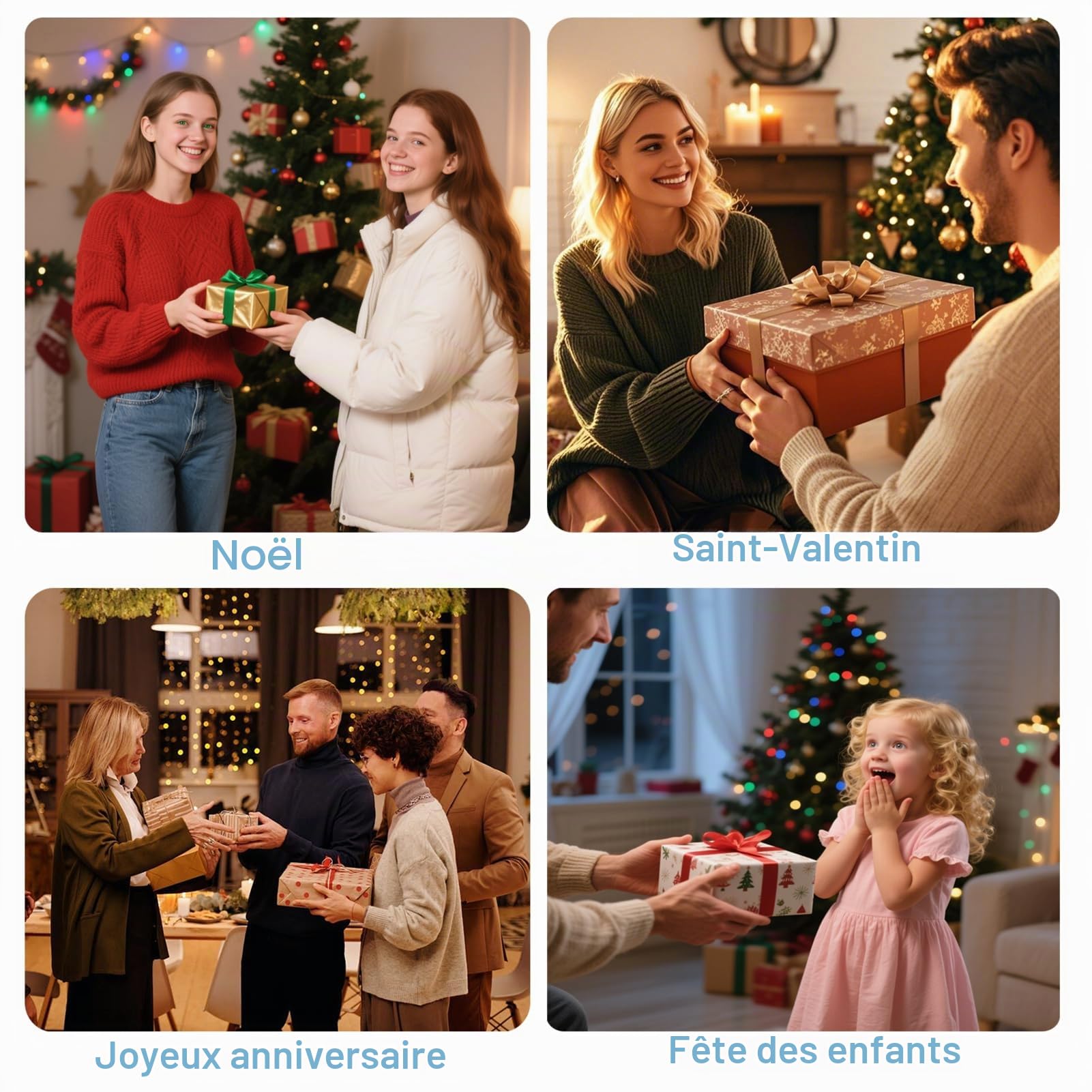 Générique Ornement De Noël Memory Orb,Lampe Vidéo Personnalisée LED,Photo Numérique 3D avec Boule De Cristal à Ultrasons,Lampe Rechargeable USB pour Noël,Souvenirs Famille,Cadeau,Noir,WiFi
