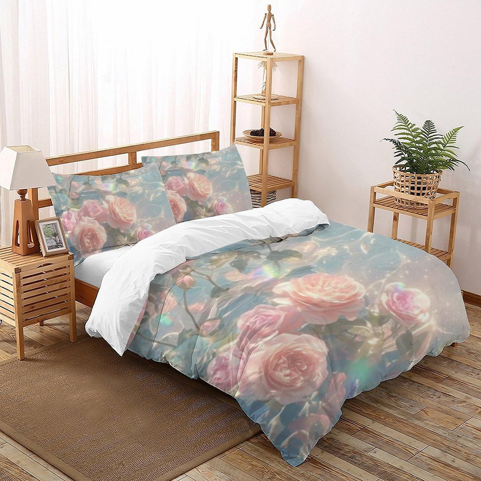 Housse de couette fleurs lumineuses 200x200 pour chambre de filles