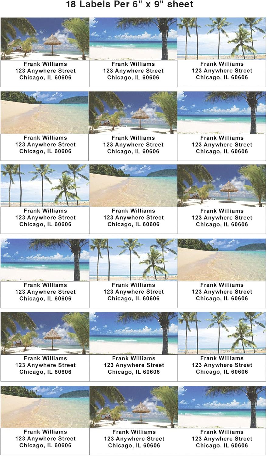 Tropical Beaches Address Labels