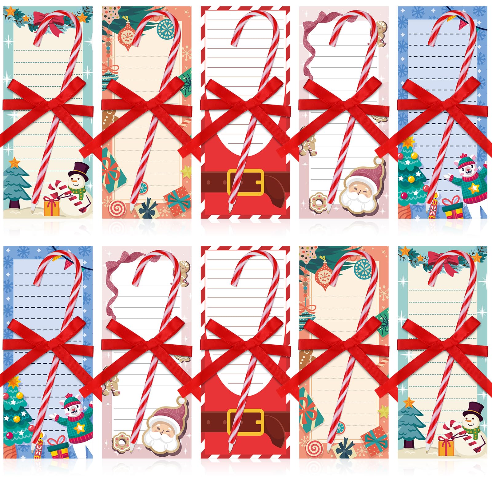 Yexiya 200 Sheets Halloween Christmas Notepads Halloween Sticky Notes to Do List Notepad with 10 Pen for Christmas Party Shopping List Gift, 7.5 x 3.2