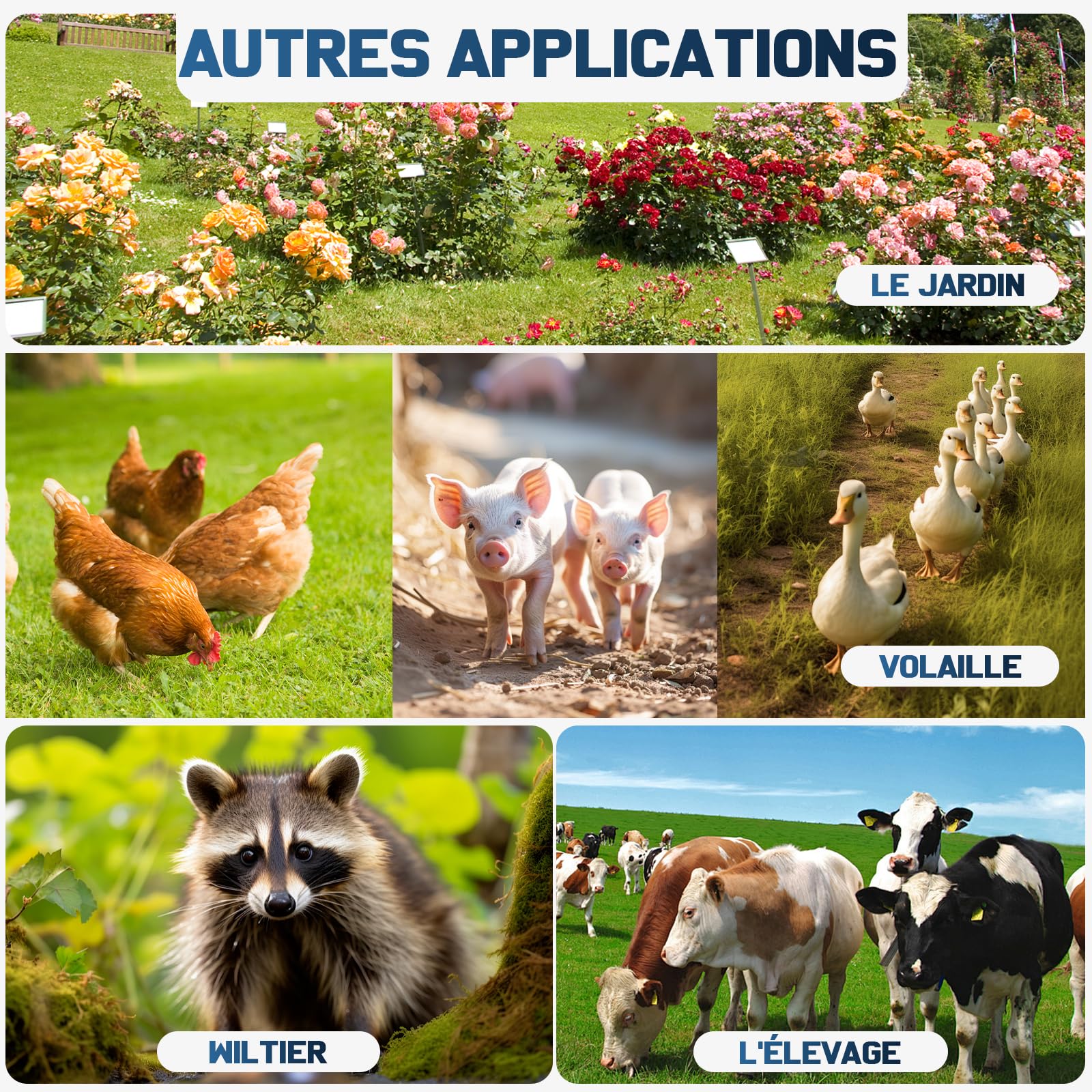 15KM Clôture Électrique pour Bétail Animaux, Électrificateur de Clôture Électrique, Haute Puissance 12V 2.0J 10 Miles, Protection pour Chevaux Bovins Vache Moutons Volaille Ferme Jardin Pâturages