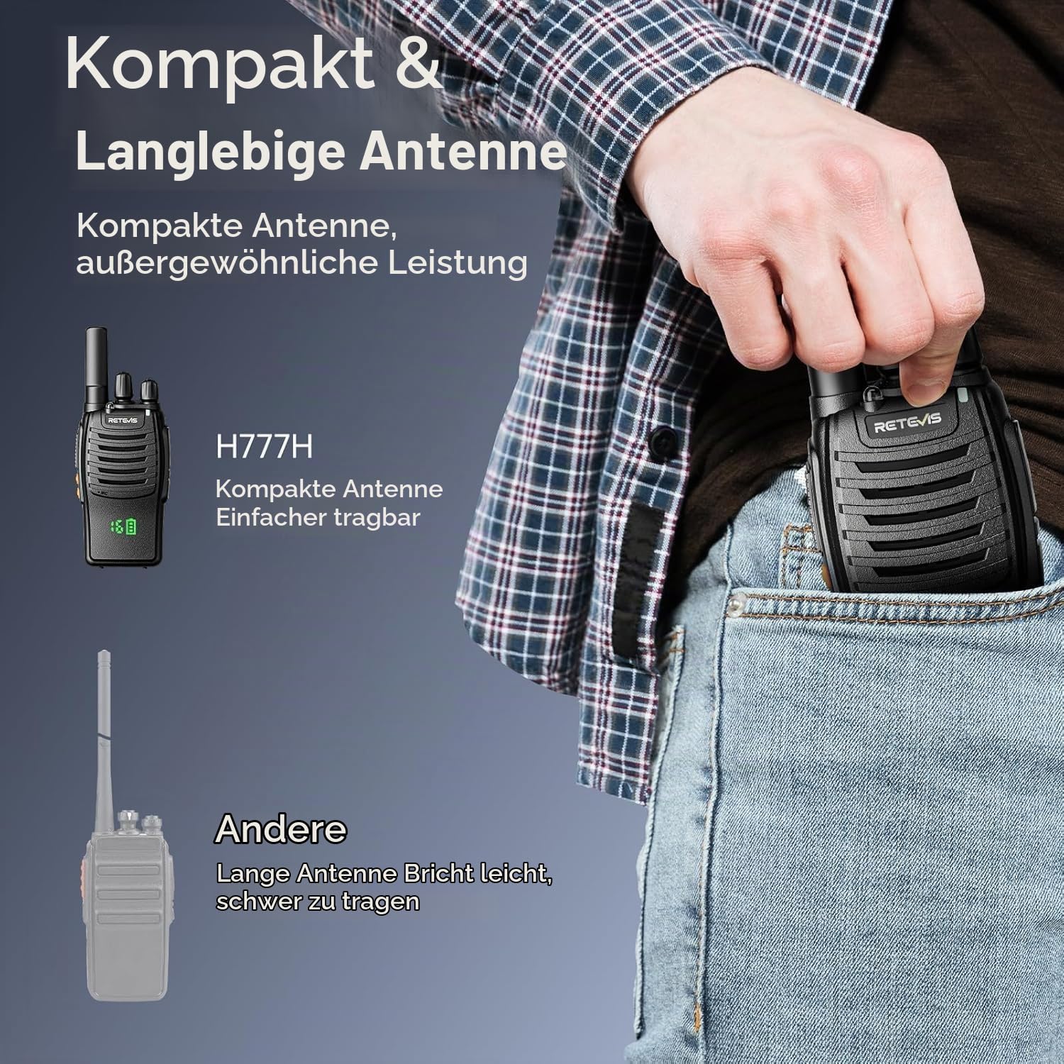 Retevis H777H Funkgerät, Funkgeräte mit Bildschirm,10-in-1 Ladegerät 10 STK | Lizenzfrei PMR Funkgerät mit Headset, Funkgeräte Reichweite für Sicherheit, Kommerziell