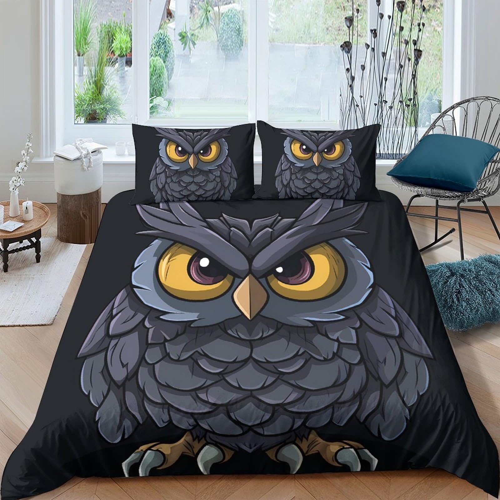 Ctjqhvkz Style-7 3D Printed Dark Owl Fitted Sheet Microfiber Soft Bed Cover For Bedroom Guest Room Decor Dust Protection Single（135X200cm）