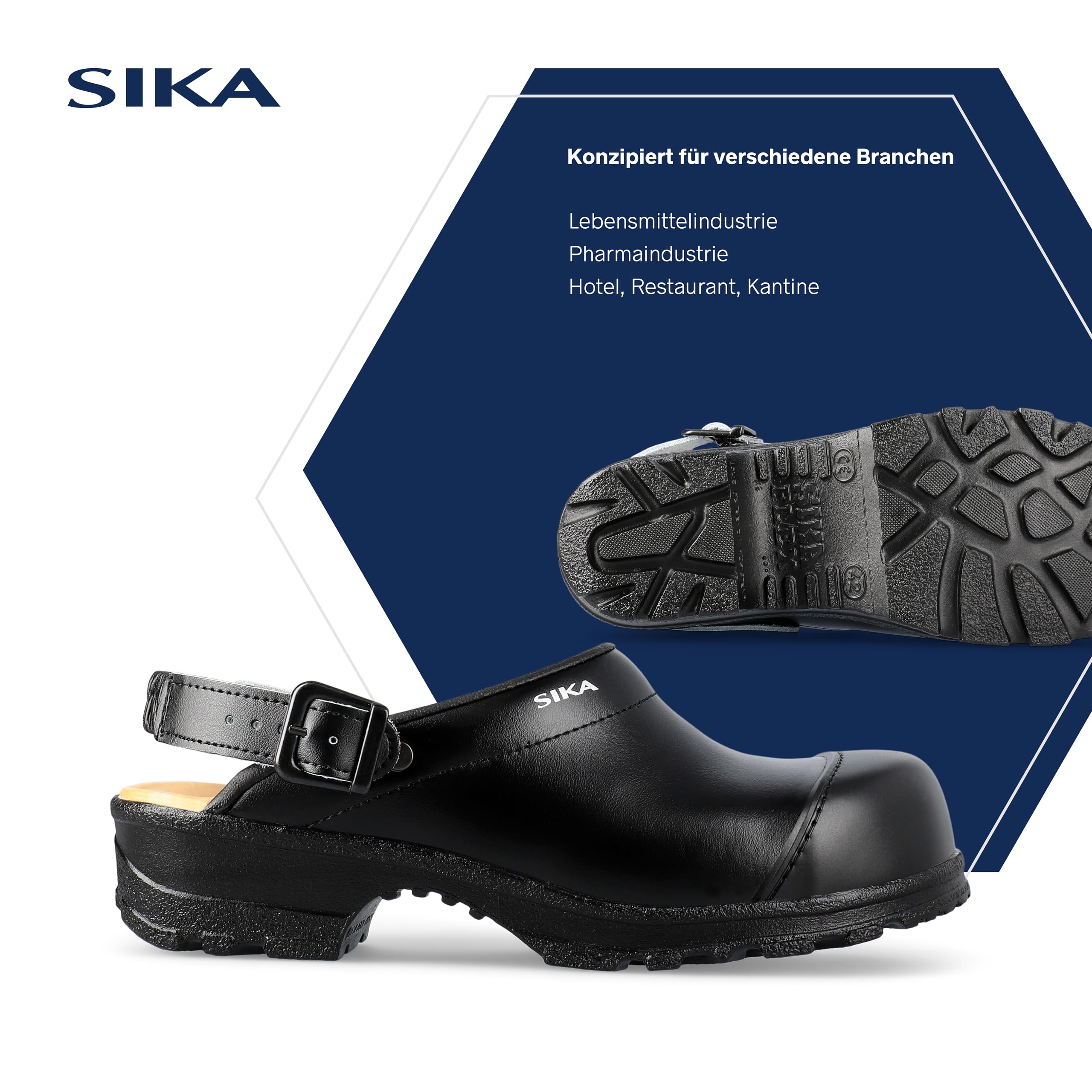 SIKA Unisex-Clogs für medizinisches Pflegepersonal,Sicherheitsschuhe für Küchenpersonal mit Zehenkappe,rutschfeste Clog für Krankenhäuser,leichte Lederschuhe,bequeme Schuhe für das Gastgewerbe(HORECA)