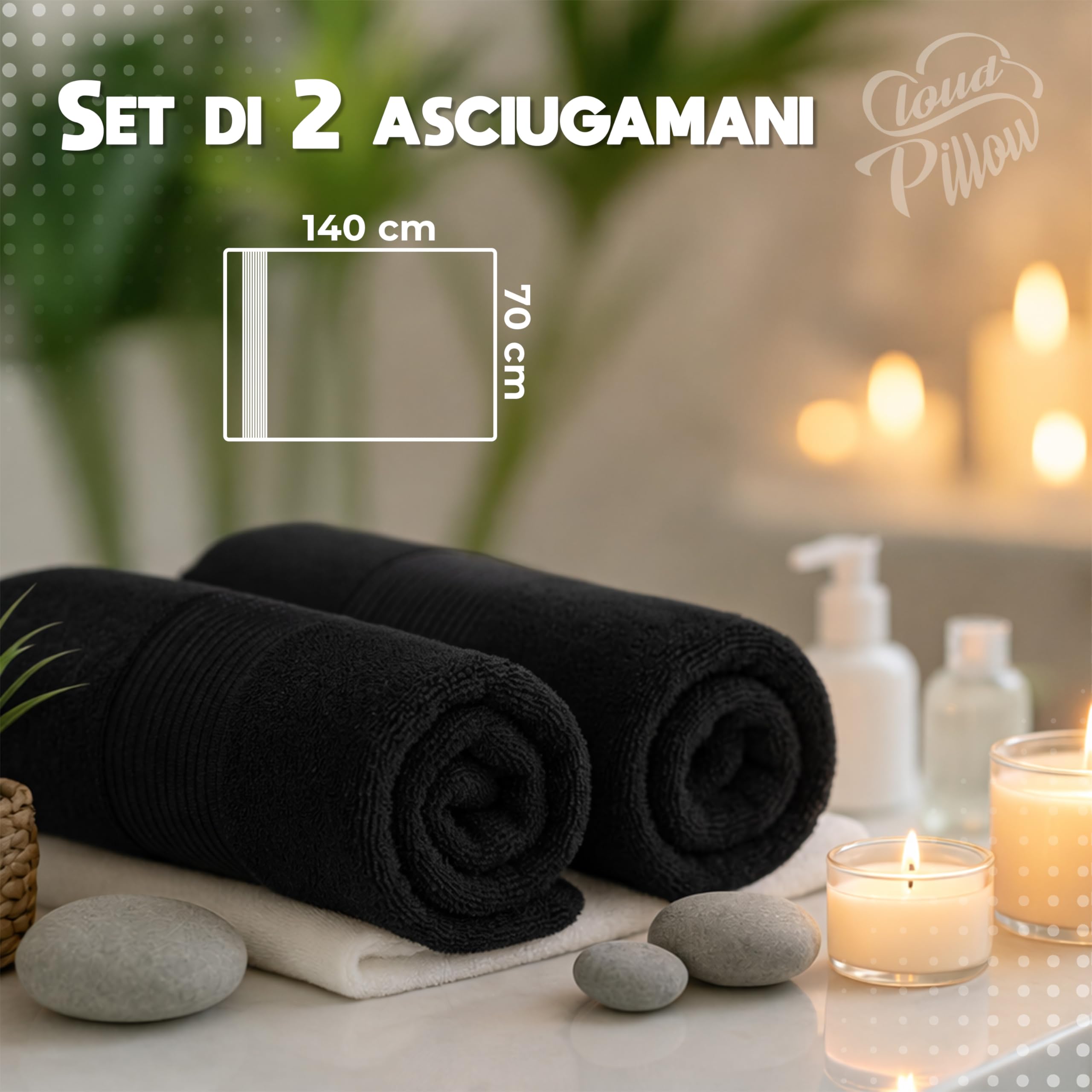 Cloud Pillow set asciugamani bagno 2 pezzi 70x140 cm – asciugamani da bagno 100% cotone 500 g/m2 – morbidi, assorbenti e resistenti – Standard 100 by OEKO-TEX
