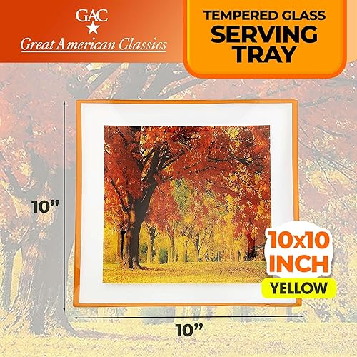 Miniatura 2 de GAC Unique Landscape Design - Platos cuadrados de vidrio templado  10.5 pulgadas  Juego de 2  Resistente a la rotura  A prueba de horno  Apto para