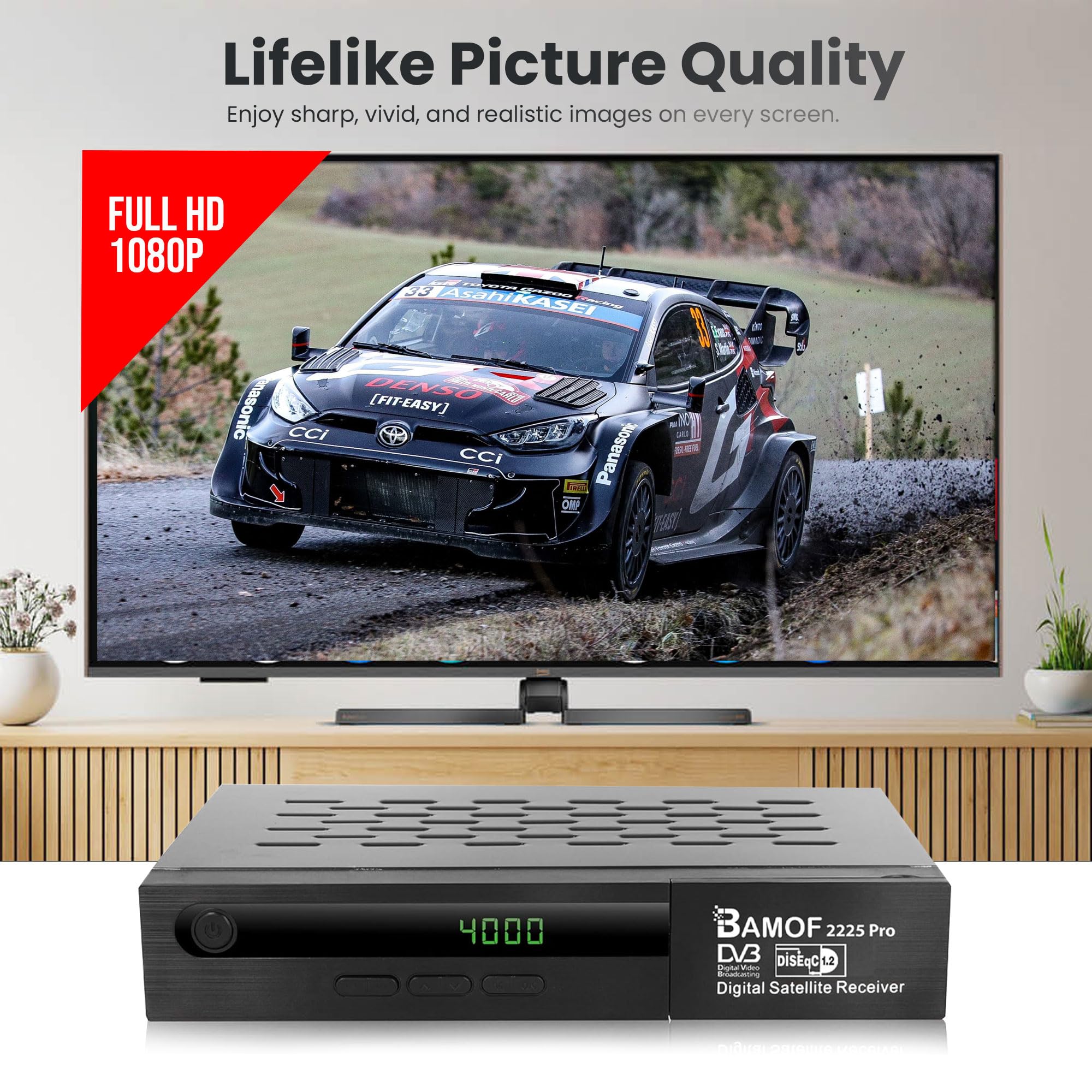 2225 PRO Satelliten Receiver Sat Receiver Digitaler DVBS2 Full HD Receiver (HDMI, SCART, 2X USB) [Vorprogrammiert für Astra, Hotbird und Türksat] + HDMI Kabel, Black