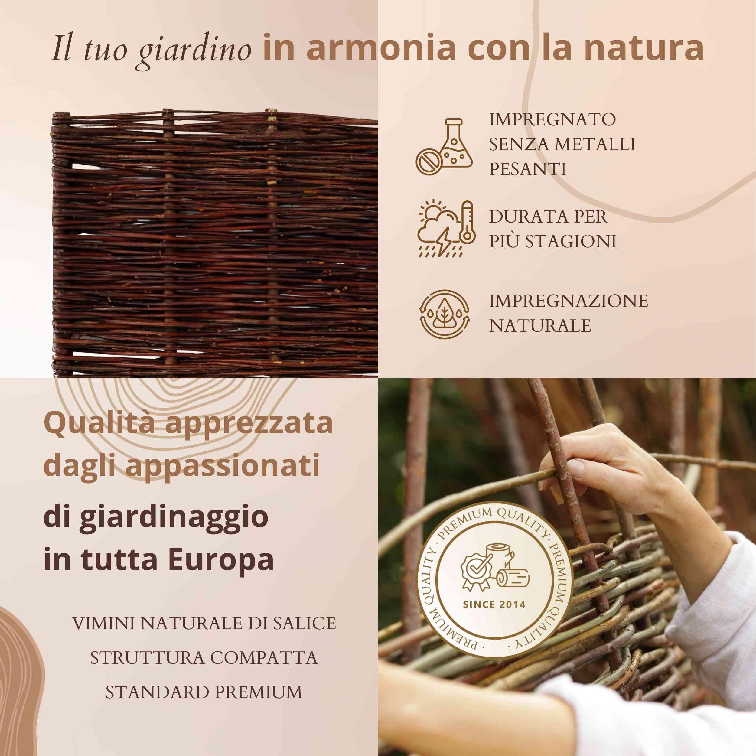 Floranica 5 pezzi Recinzione in vimini 20 cm x 40 cm – Staccionata da giardino intrecciata Palizzata Recinzione naturale Bordo aiuola
