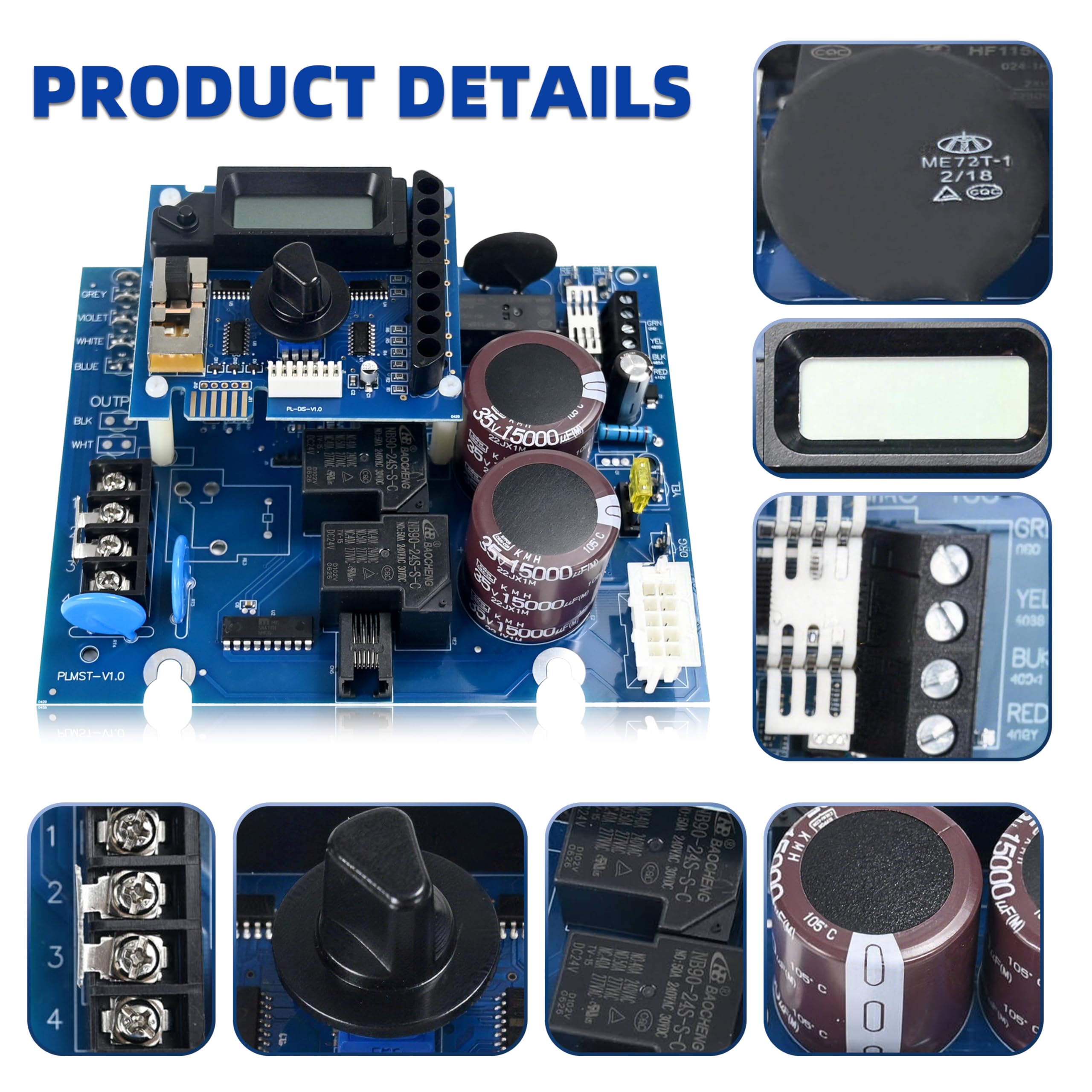 Placa de circuito principal GLX-PCB-RITE y placa de visualización GLX-PCB-DSP de repuesto para generadores de cloro salino Hayward Goldline Aqua Rite, se adapta a células de sal T-Cell 3/5/9/15, placa
