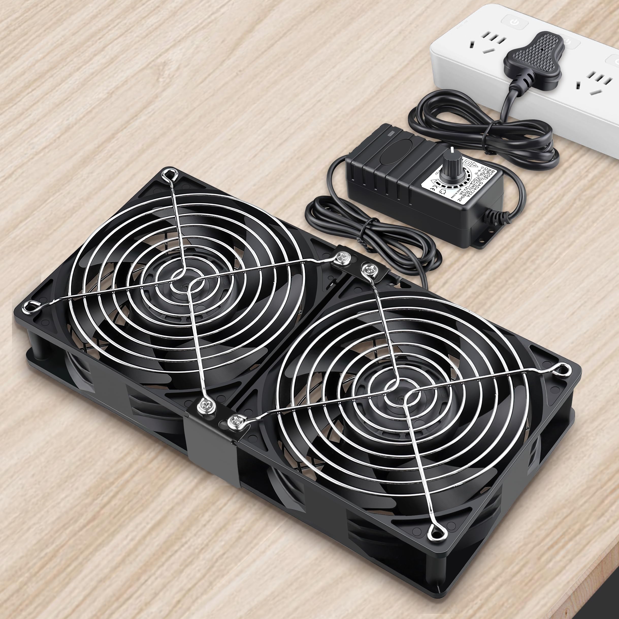 GDSTIME Lüfter 220 V 120 mm Double 120 mm x 38 mm Lüfter 230 V Kugellager Lüfter mit 4 V -12 V Geschwindigkeitsregler für PC Server PSU Schrank