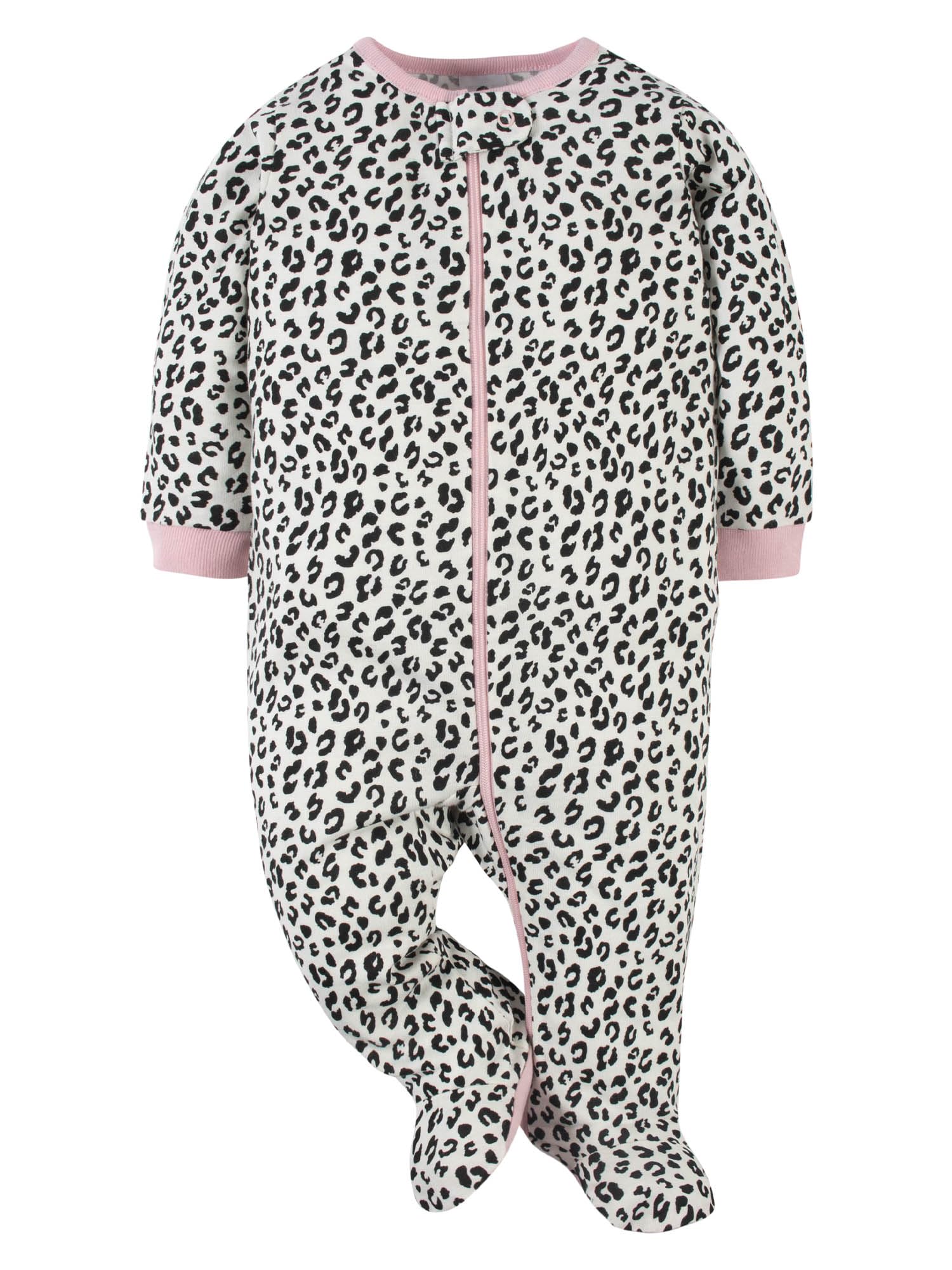 Gerber Sleep 'N Play Śpioszki dziecięce dla dziewczynek ze stópkami, 4-pak