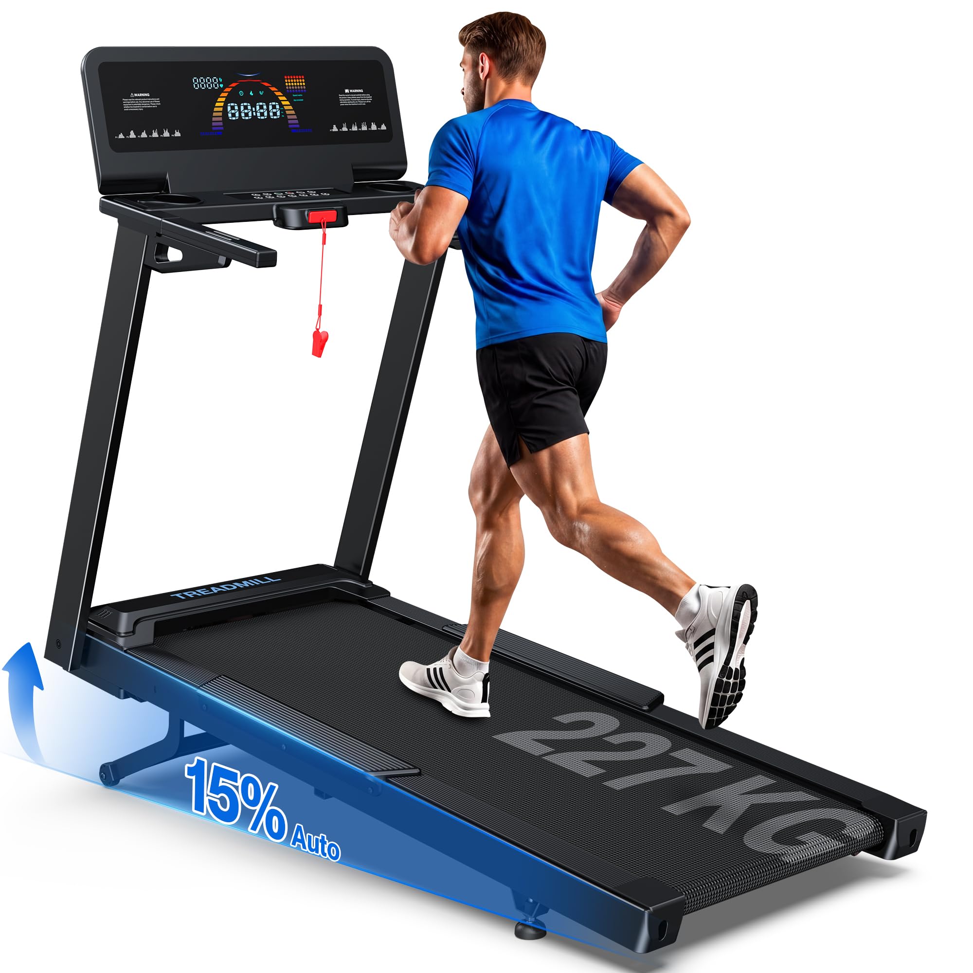 Cardirun Laufband mit 15% Automatische Steigung, 4.5PS Leise Treadmill