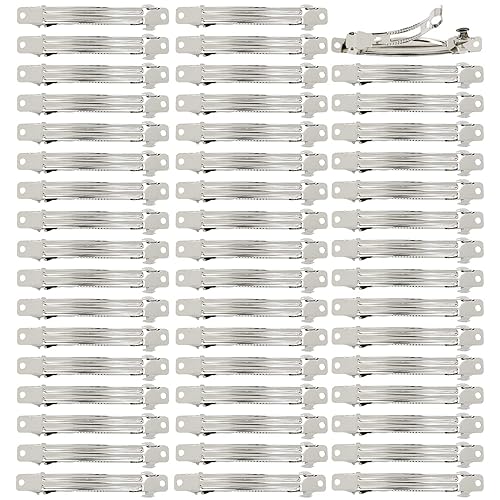 Lawie Paquete de 50 pinzas para el cabello de 3.1 in, 3.15 pulgadas, color plateado, rectangular, de metal, base lisa, pinzas para el cabello,
