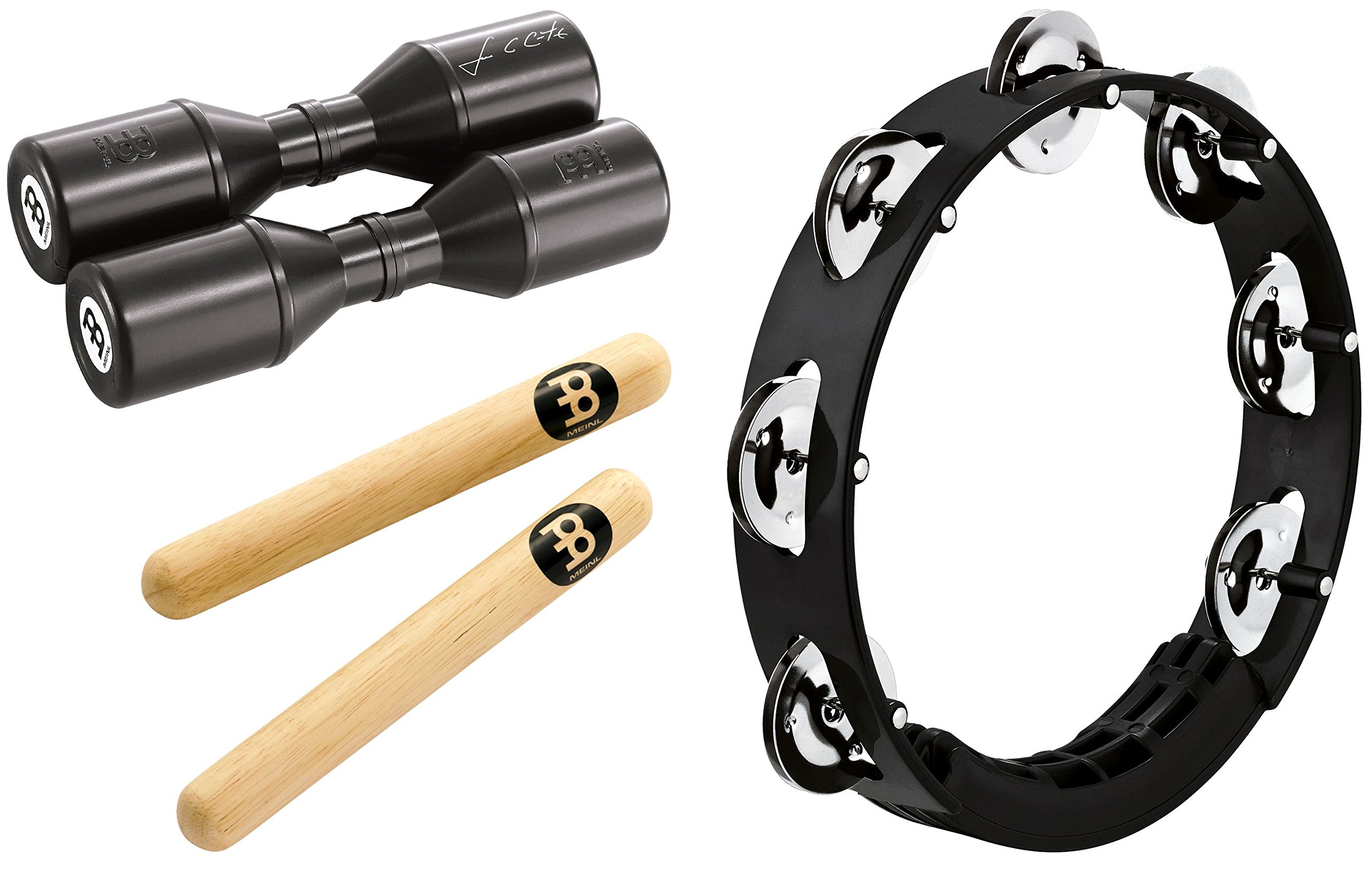 Meinl Percussion PP-7, Tambourine and Clave Pack, Shaker Percussion Bundle