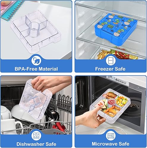 Miniatura 6 de Juego de lonchera Bento con termos de sopa de 10 onzas recipientes de almuerzo a prueba de fugas con 4 compartimentos termo caliente para niños