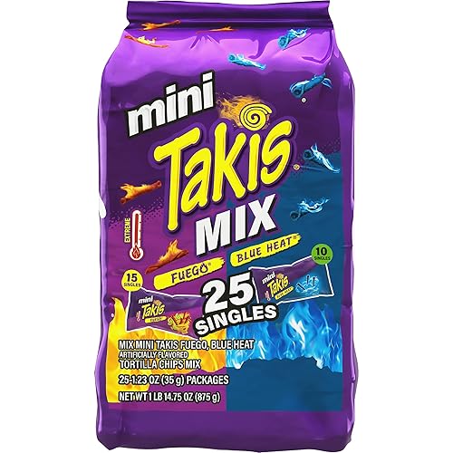 Vista 9 de Barcel Mini Takis - Chips de tortilla enrollados crujientes - sabor a Fuego (pimienta de chile caliente y lima), 25 paquetes individuales