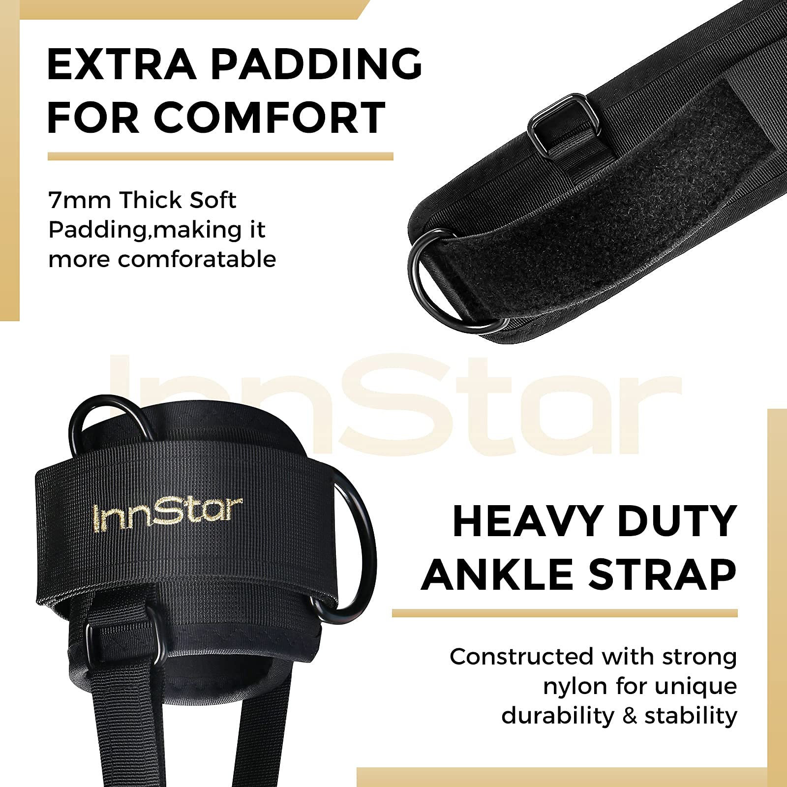 INNSTAR Fußschlaufen Für Kabelzug - Verstellbare Knöchelriemen Für Bein- & Po-Training