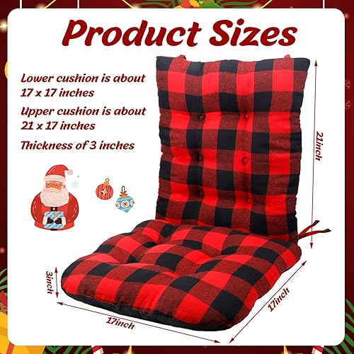 Miniatura 4 de Barydat Juego de 2 cojines para mecedoras con acolchado grueso, antideslizante, copetudo, cojín de asiento y almohada de respaldo con lazos, cojines