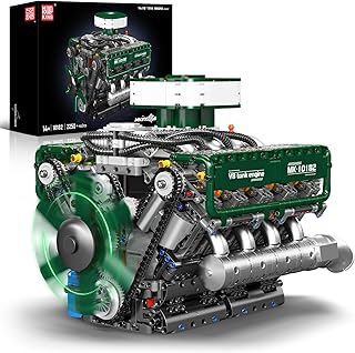 Mould King 10182 Technology V8 Dual Turbo Tank Engine Building Blocks Toy, 8-CylinderEngine Clamping Blocks Set, MOC Engin...
