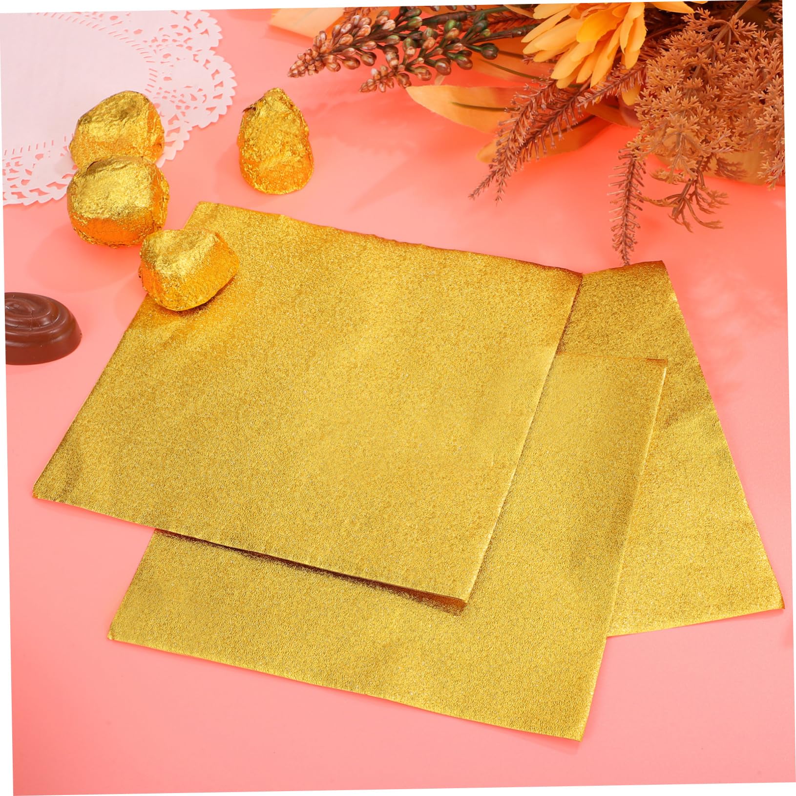 SOLUSTRE Feuilles D’Aluminium Dorées pour Chocolat et Bonbons 200 Pièces